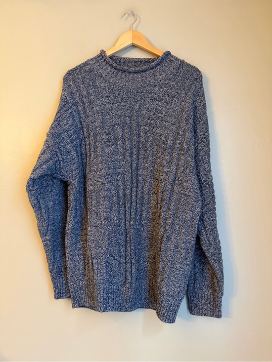 Eddie Bauer Other - Eddie Bauer Vtg 90s Blue Mock Neck Sweater Large Textured Minimalist Tech Preppy